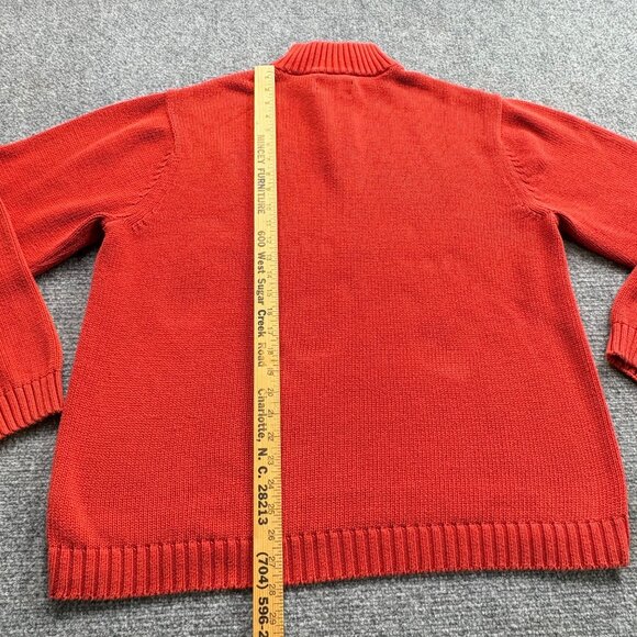 Chaps Sweater Mens XL Orange 1/4 Zip Pullover Jumper Logo Knit Outdoor Autumn - Picture 10 of 14